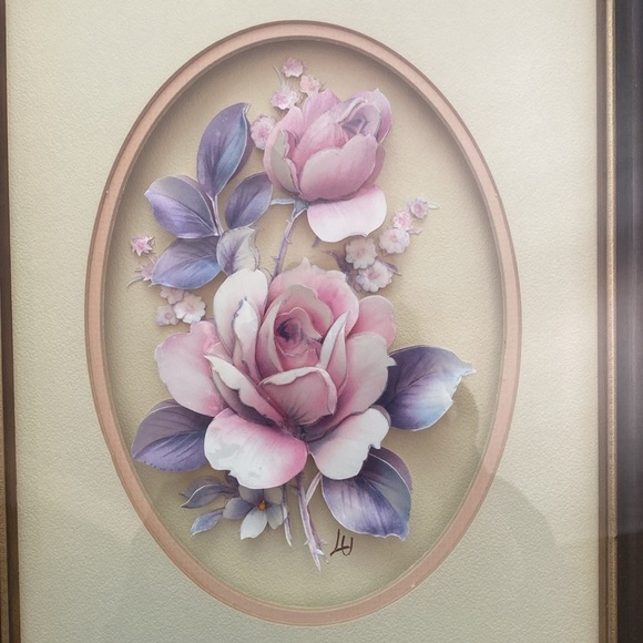 2 Vintage 3D paper tole Flower pictures - Picture 6 of 16